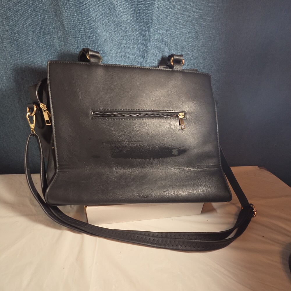 Satchel Chevron Quilted Faux Leather Purse Tote Classic Vibe - Picture 5 of 16